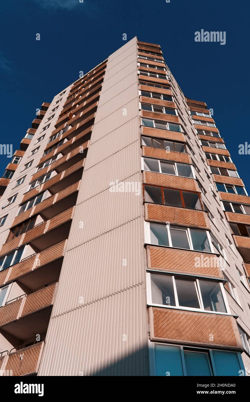 Soviet-style apartment building with balconies Stock Photo - Alamy