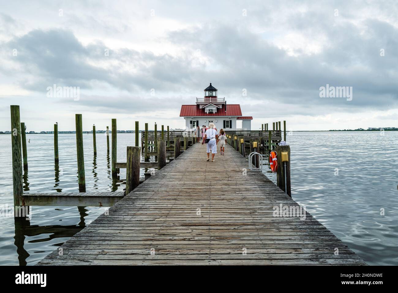 Manteo, NC, USA — August 15, 2021. Photo of people walking on the