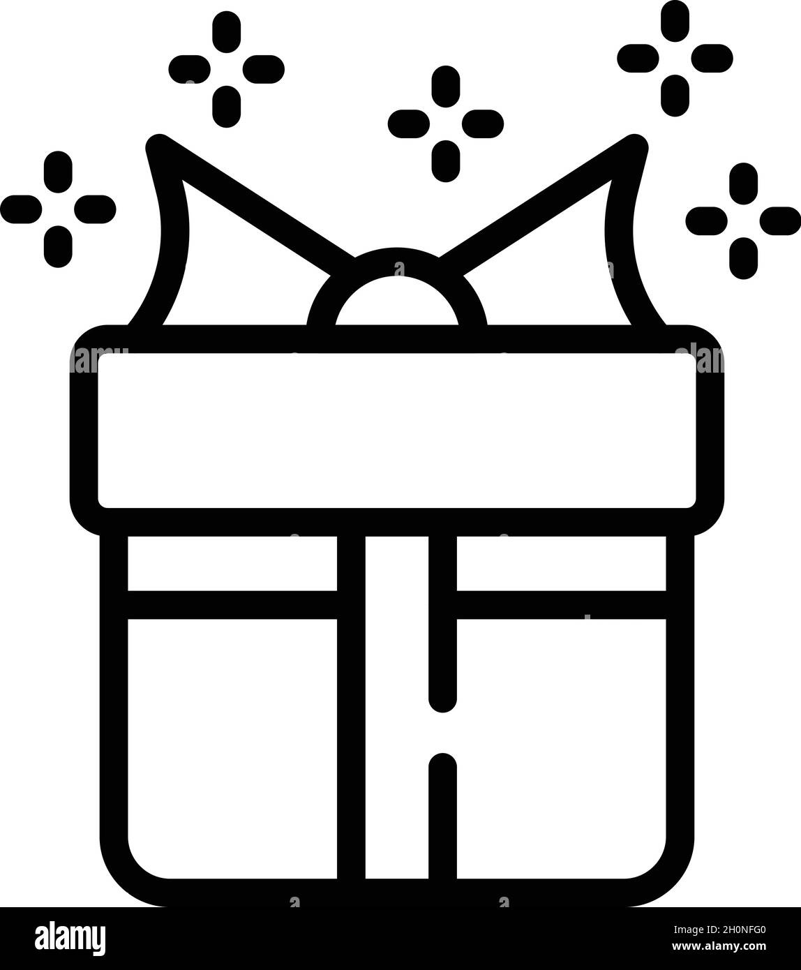Party gift box icon outline vector. Holiday present. Bow package Stock ...