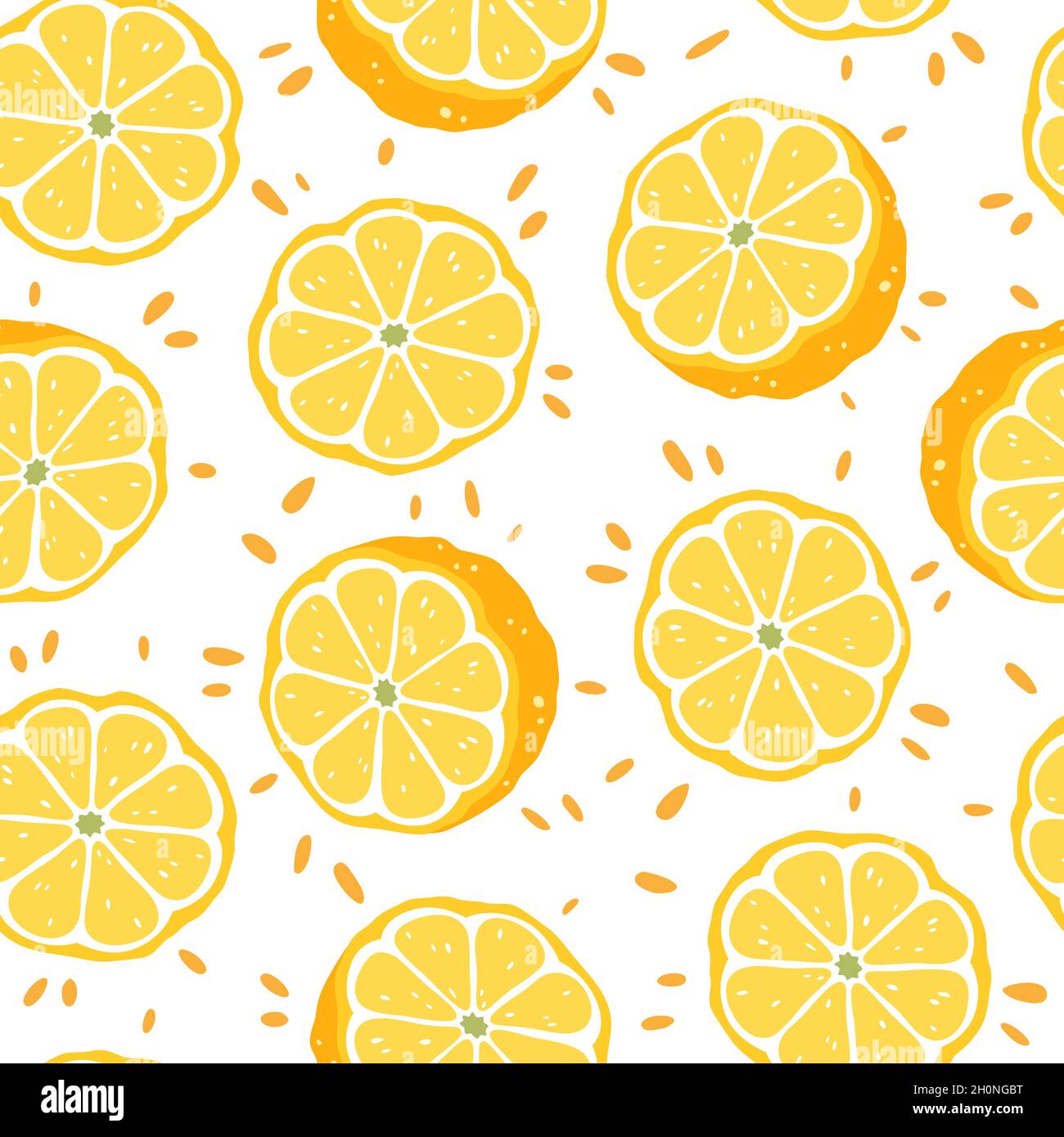 Seamless pattern with lemons slices. Vector illustration Stock Vector