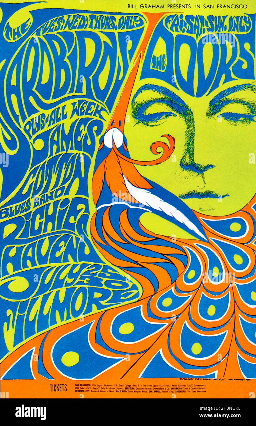 Yardbirds Fillmore West   Retro Concert Promotional Poster Various Sizes 