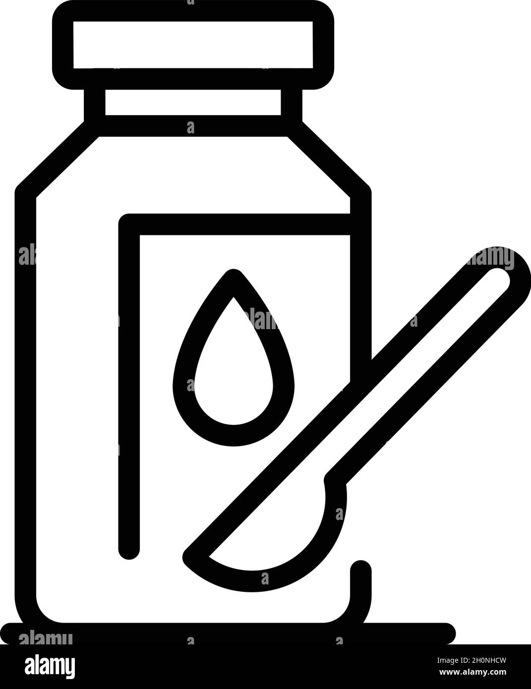 Medical syrup bottle icon outline vector. Medicine bottle. Cough dose cup Stock Vector Image