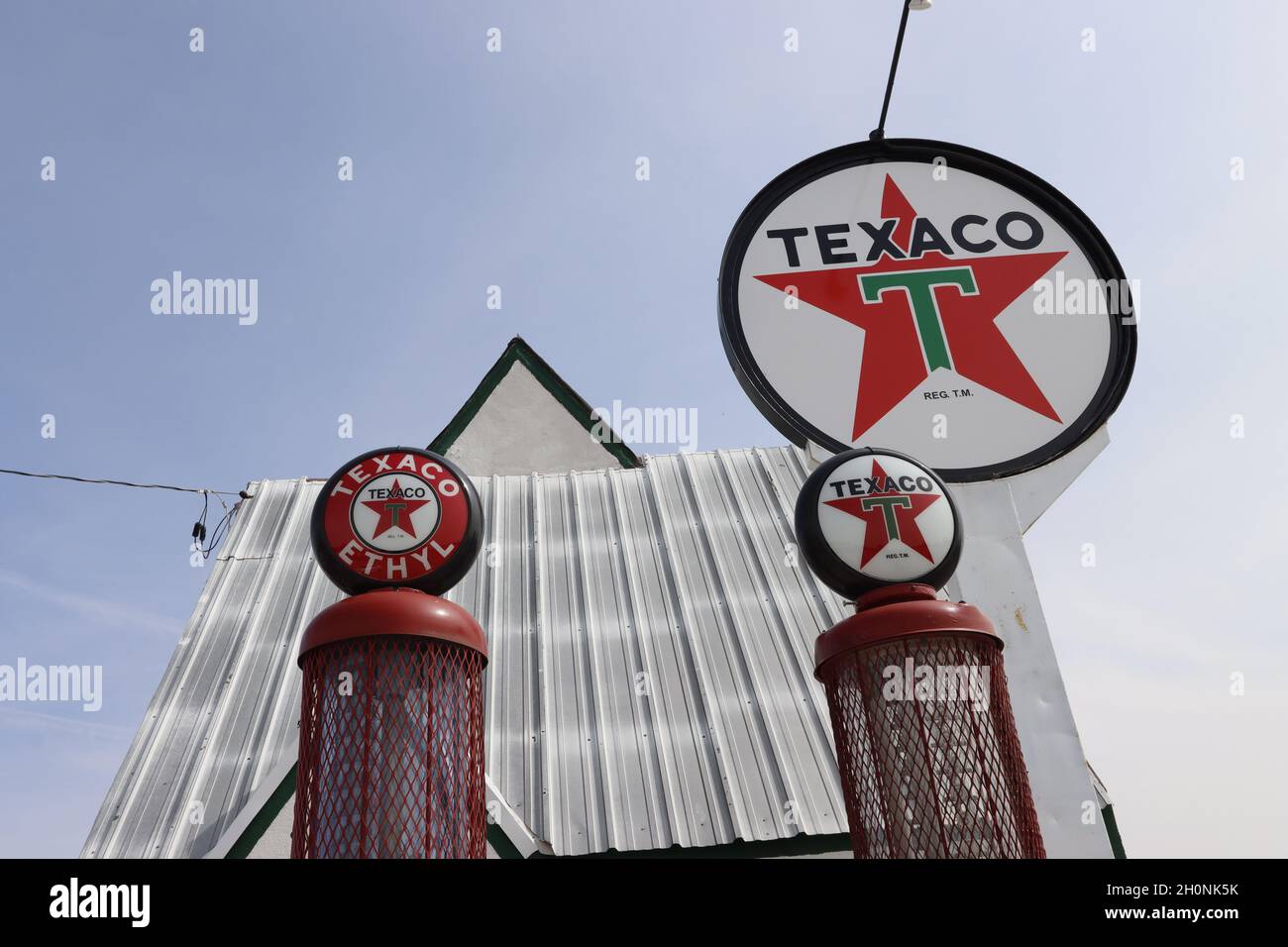 Historic, vintage Texaco gas station in Rawlins, WY Stock Photo