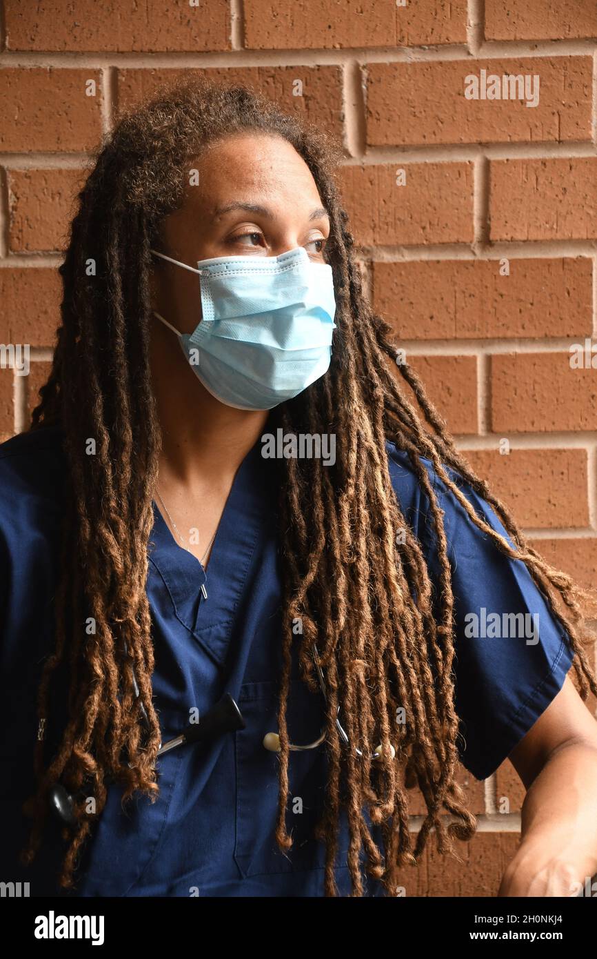 Female doctor with long dreads Stock Photo Alamy