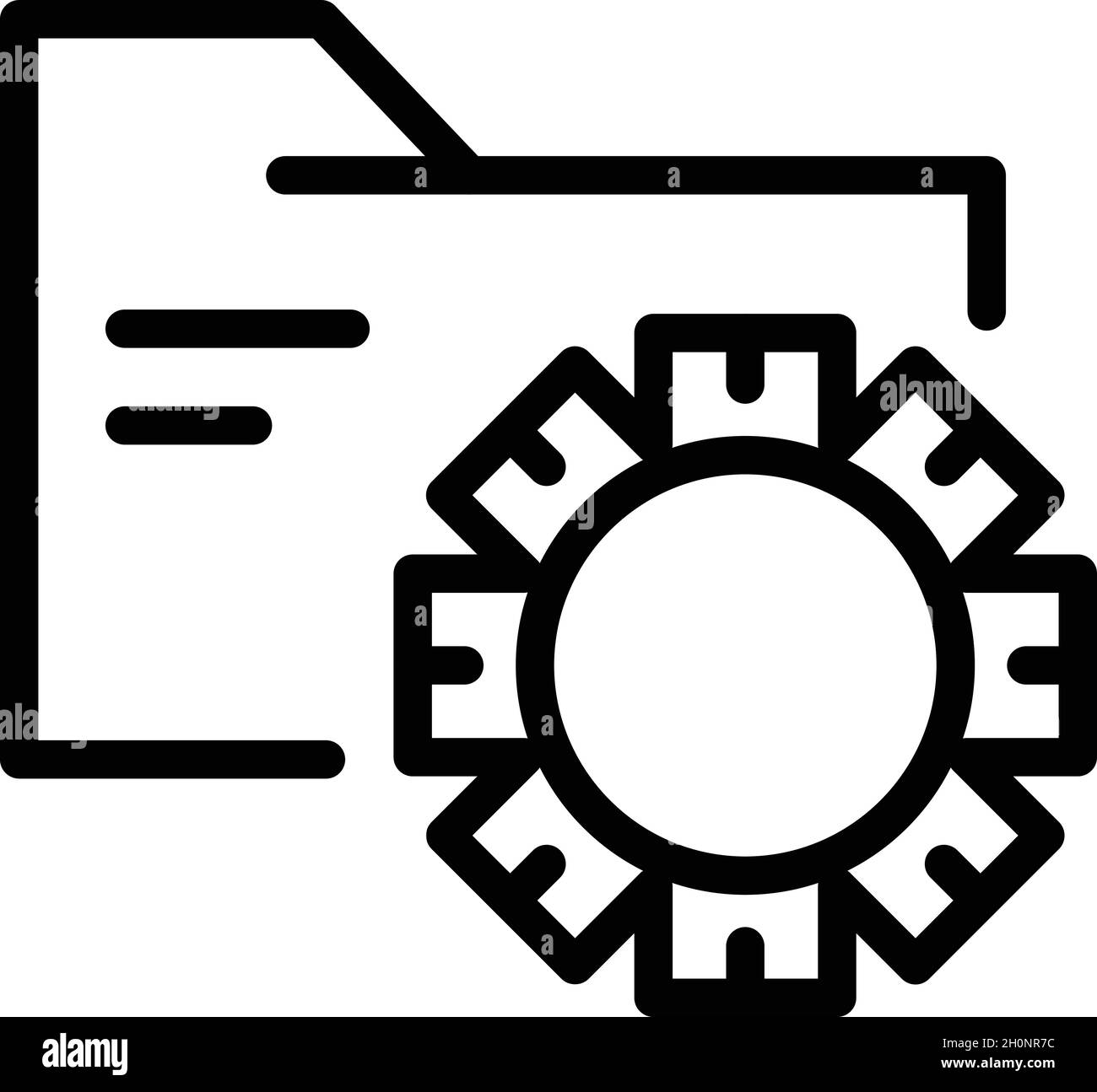 Gear folder icon outline vector. Cms web design. Graphic code Stock ...