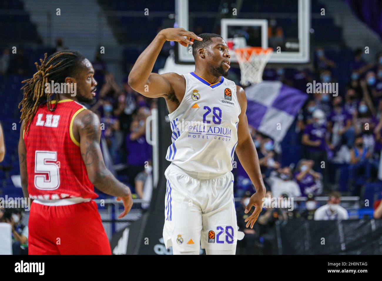 Wizink Center. 13th Oct, 2021. Madrid, Spain; Turkish Airlines Euroleague  Basketball; game 3; Real Madrid versus AS Monaco; Guerschon Yabusele (Real  Madrid Baloncesto) celebrating scoring three points Credit: Action Plus  Sports/Alamy Live