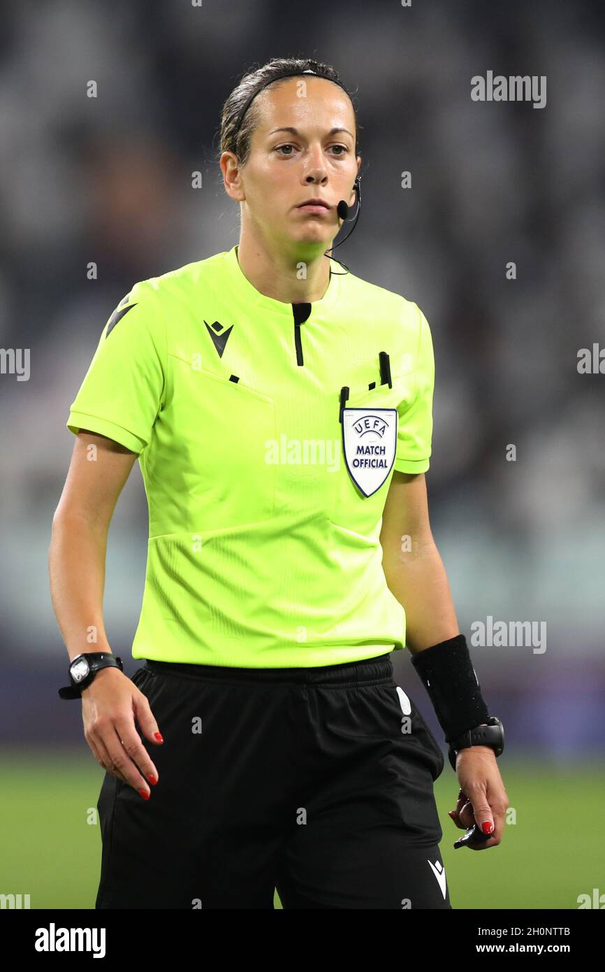 Turin, Italy, 13th October 2021. The referee Ivana Martincic of Croatia  during the UEFA Womens Champions League match at Juventus Stadium, Turin.  Picture credit should read: Jonathan Moscrop / Sportimage Credit:  Sportimage/Alamy