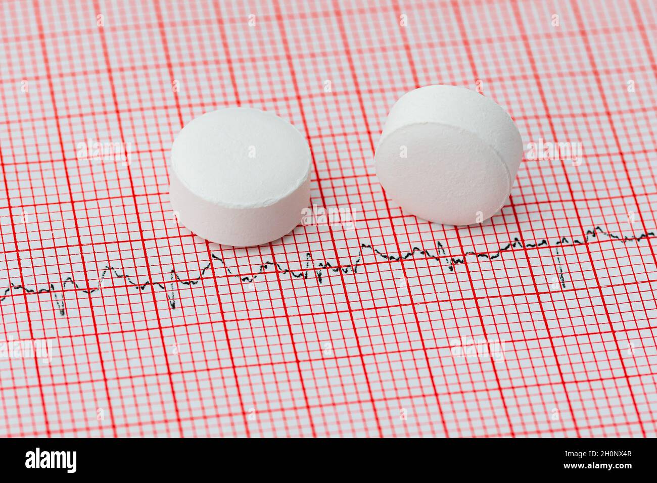Aspirin on EKG strip. Heart attack, stroke prevention and cardiac heart