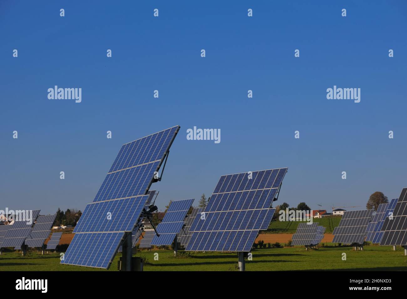 renewable energy.solar power farm.Solar panels field. renewable energy from nature.solar power technology. Alternative energy sources.Solar energy. Stock Photo