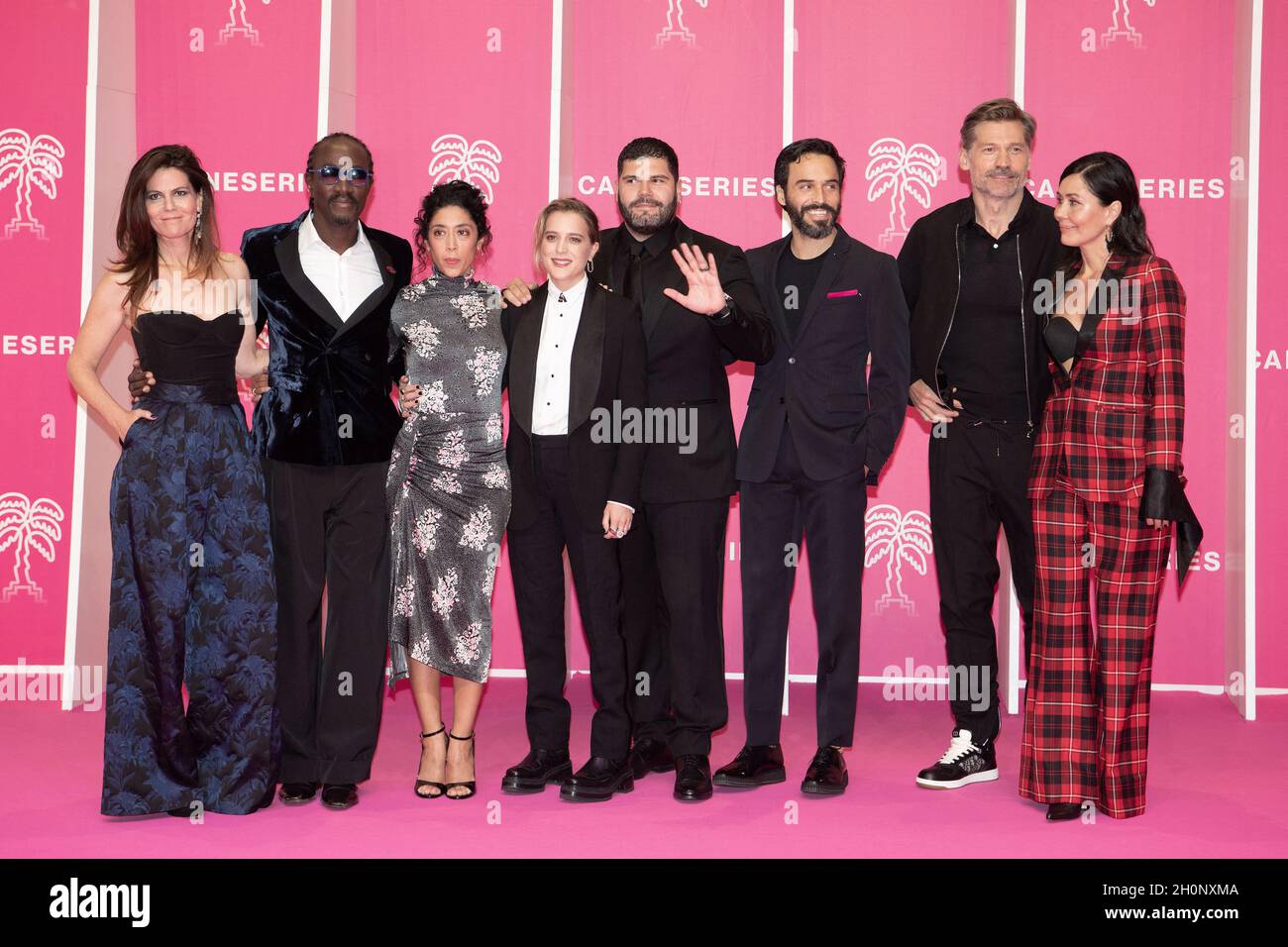 Marco Prince, Nicolaj Coster-Waldau, Sigal Avin, Naidra Ayadi, Marie Papillon, Salvatore Esposito, Assaâd Bouab, Nikolaj Coster-Waldau and Nukaaka Coster-Waldau attend the closing ceremony during the 4th edition of the Cannes International Series Festival (Canneseries) in Cannes, on October 13, 2021, France. Photo by David Niviere/ABACAPRESS.COM Stock Photo