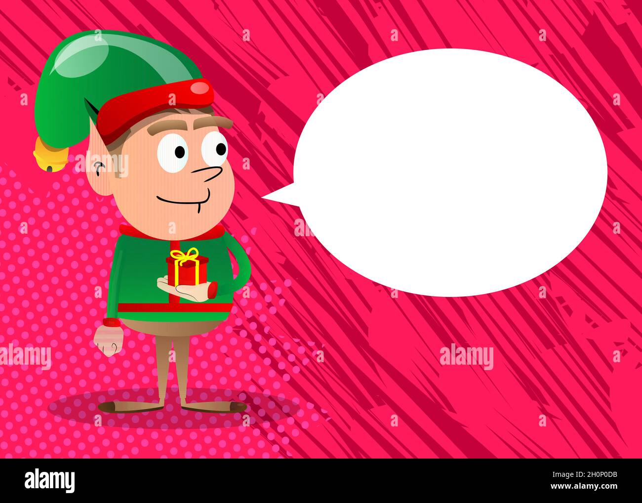 Christmas Elf Holding Small T Box Vector Cartoon Character Illustration Of Santa Clauss 2820