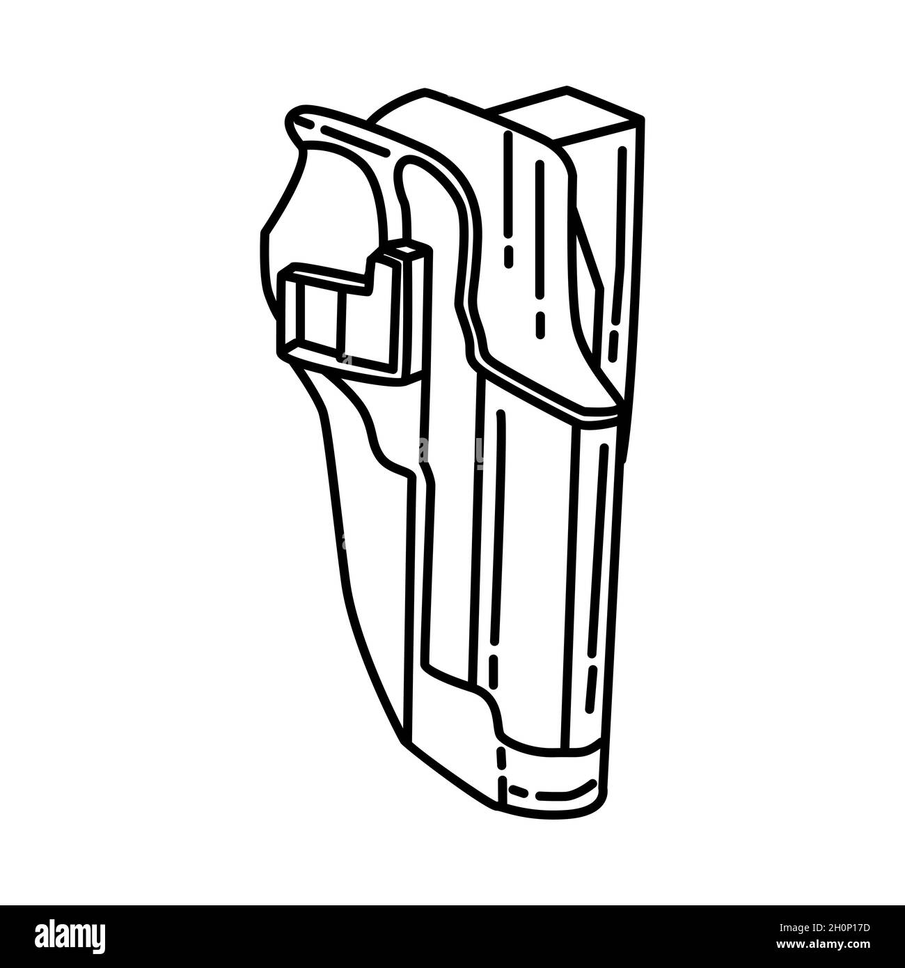 Handgun Holster Part of Police Equipment and Accessories Hand Drawn
