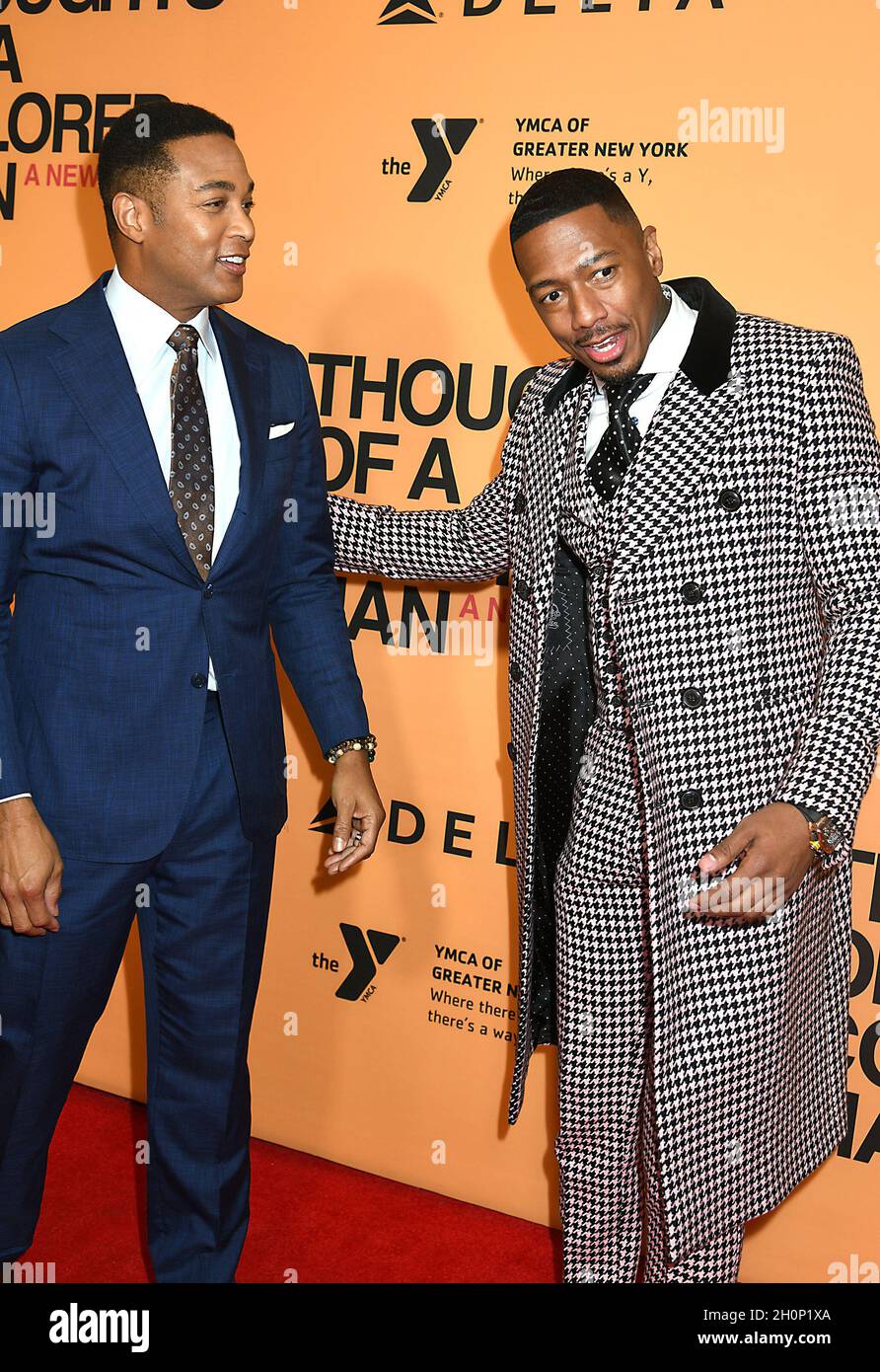 Don Lemon and Nick Cannon attend the 'THOUGHTS OF A COLORED MAN' Broadway Opening Night on October 13, 2021 at The Golden Theatre in New York, New York, USA. This is the first play in Broadway history to be written, directed by, starring and lead produced by black artists. Robin Platzer/ Twin Images/ Credit: Sipa USA/Alamy Live News Stock Photo