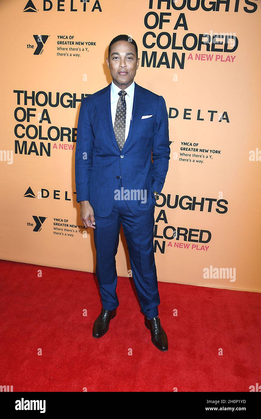Don Lemon attends the 'THOUGHTS OF A COLORED MAN' Broadway Opening Night on October 13, 2021 at The Golden Theatre in New York, New York, USA. This is the first play in Broadway history to be written, directed by, starring and lead produced by black artists. Robin Platzer/ Twin Images/ Credit: Sipa USA/Alamy Live News Stock Photo