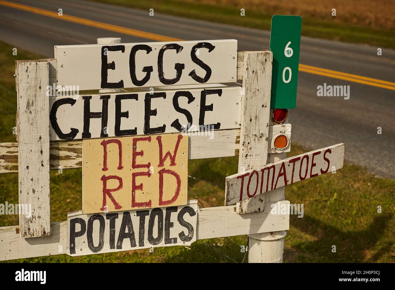 Sign in front of an Amish farm store in Lancaster County Pennsylvania, USA Stock Photo Alamy