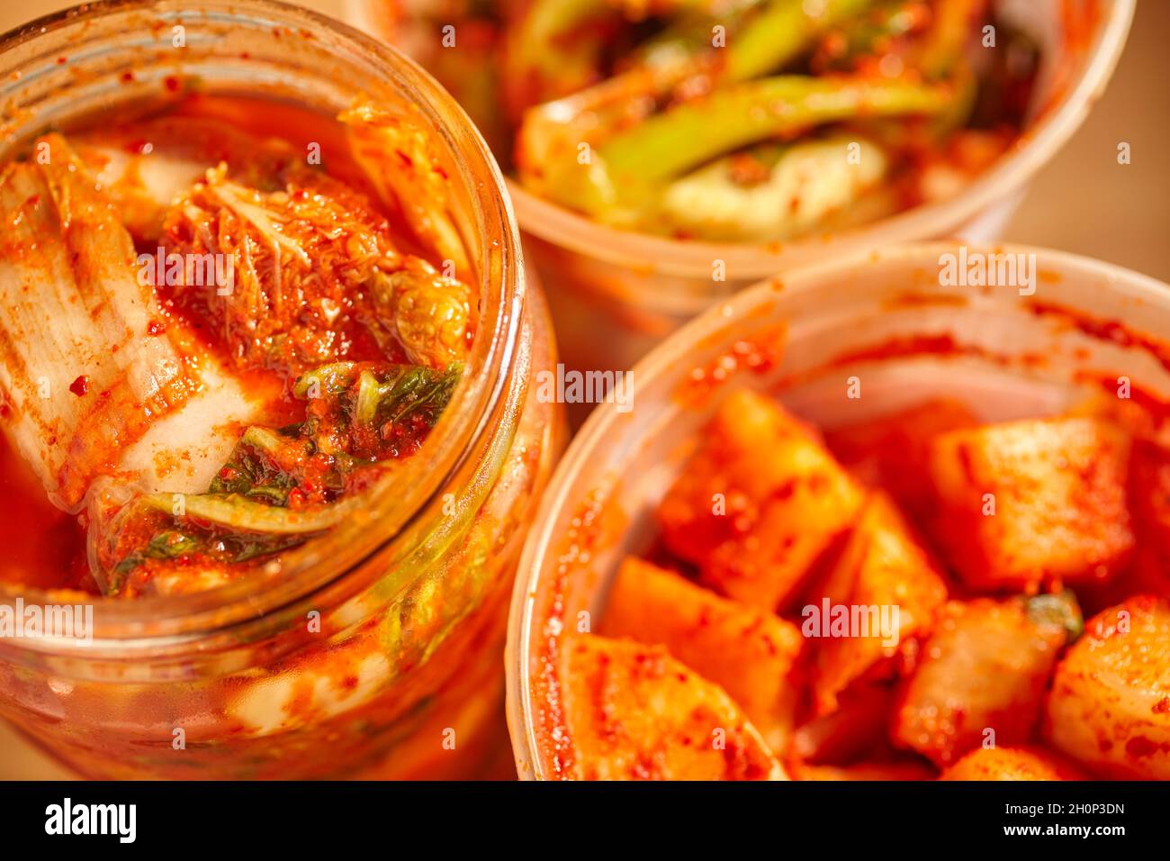Containers of kimchi, the national dish of Korea Stock Photo Alamy
