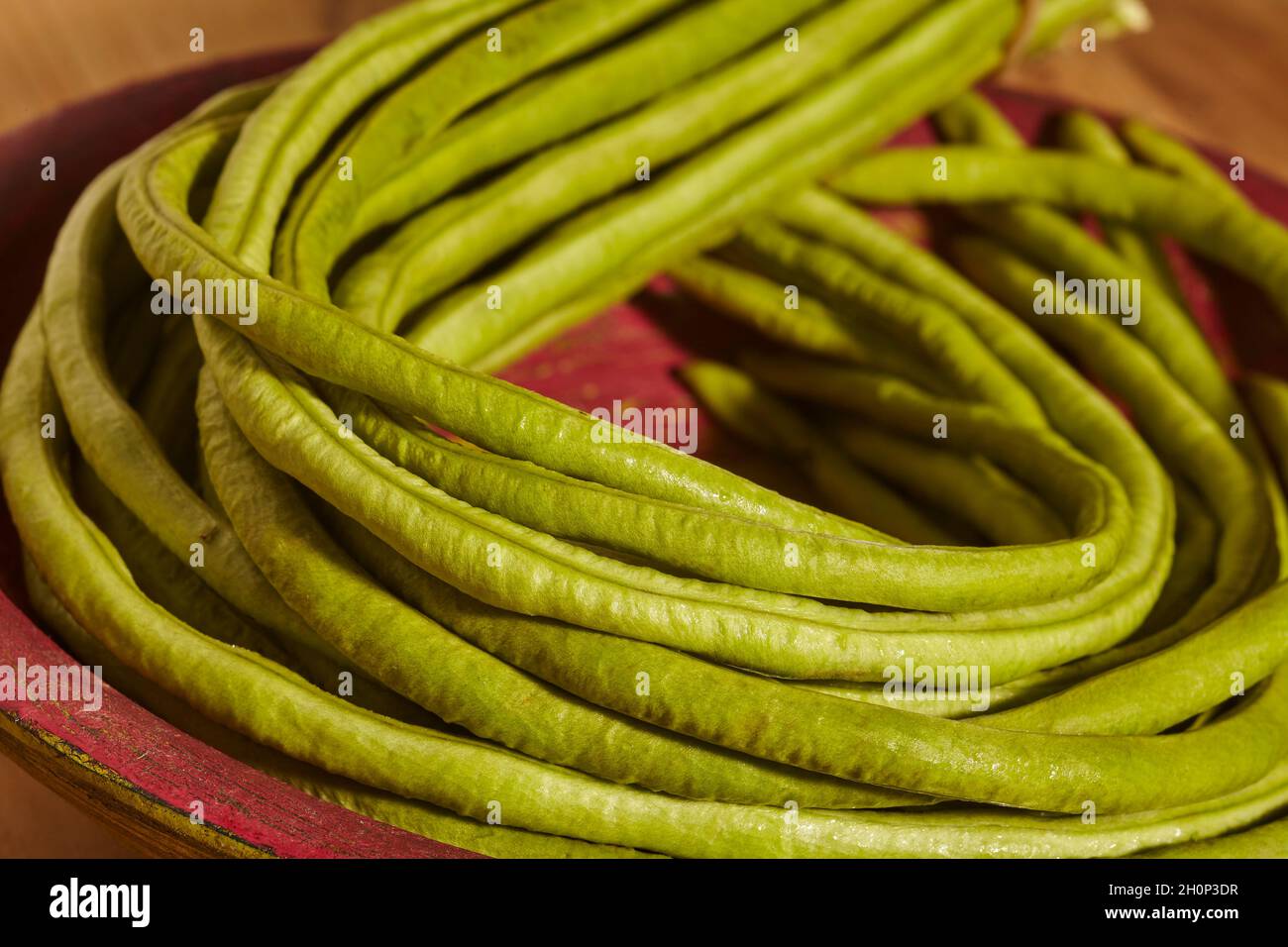 a bunch of raw, fresh, long beans Stock Photo
