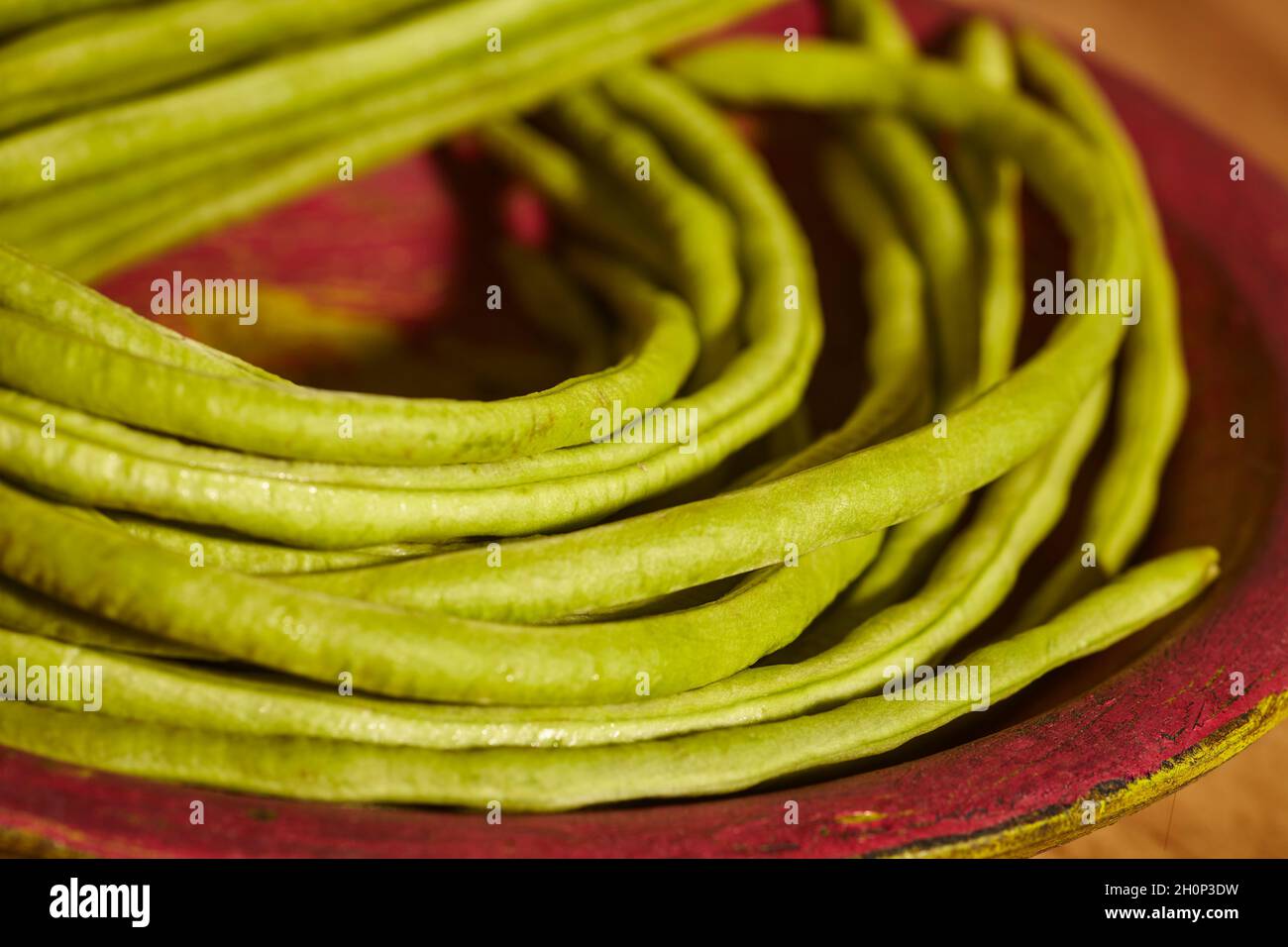 a bunch of raw, fresh, long beans Stock Photo