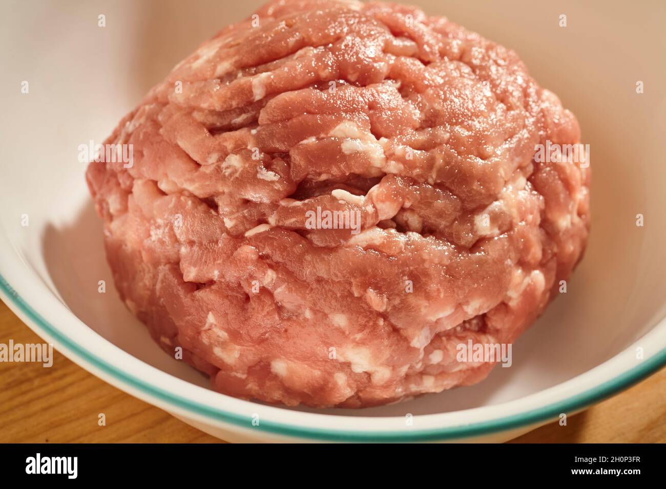 Fresh, raw ground pork, called mince in some places. Stock Photo