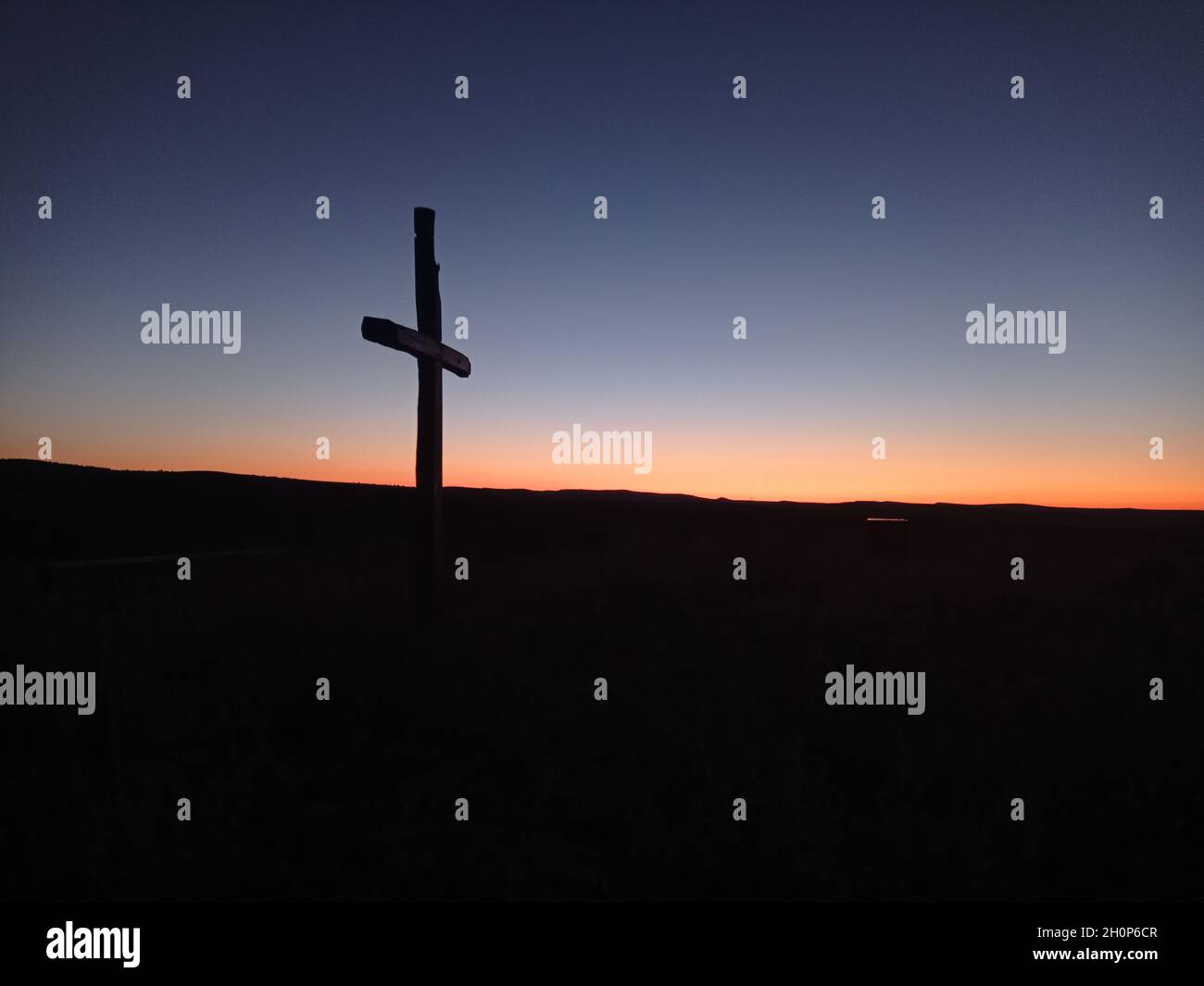 Wooden cross on a hill hi-res stock photography and images - Alamy