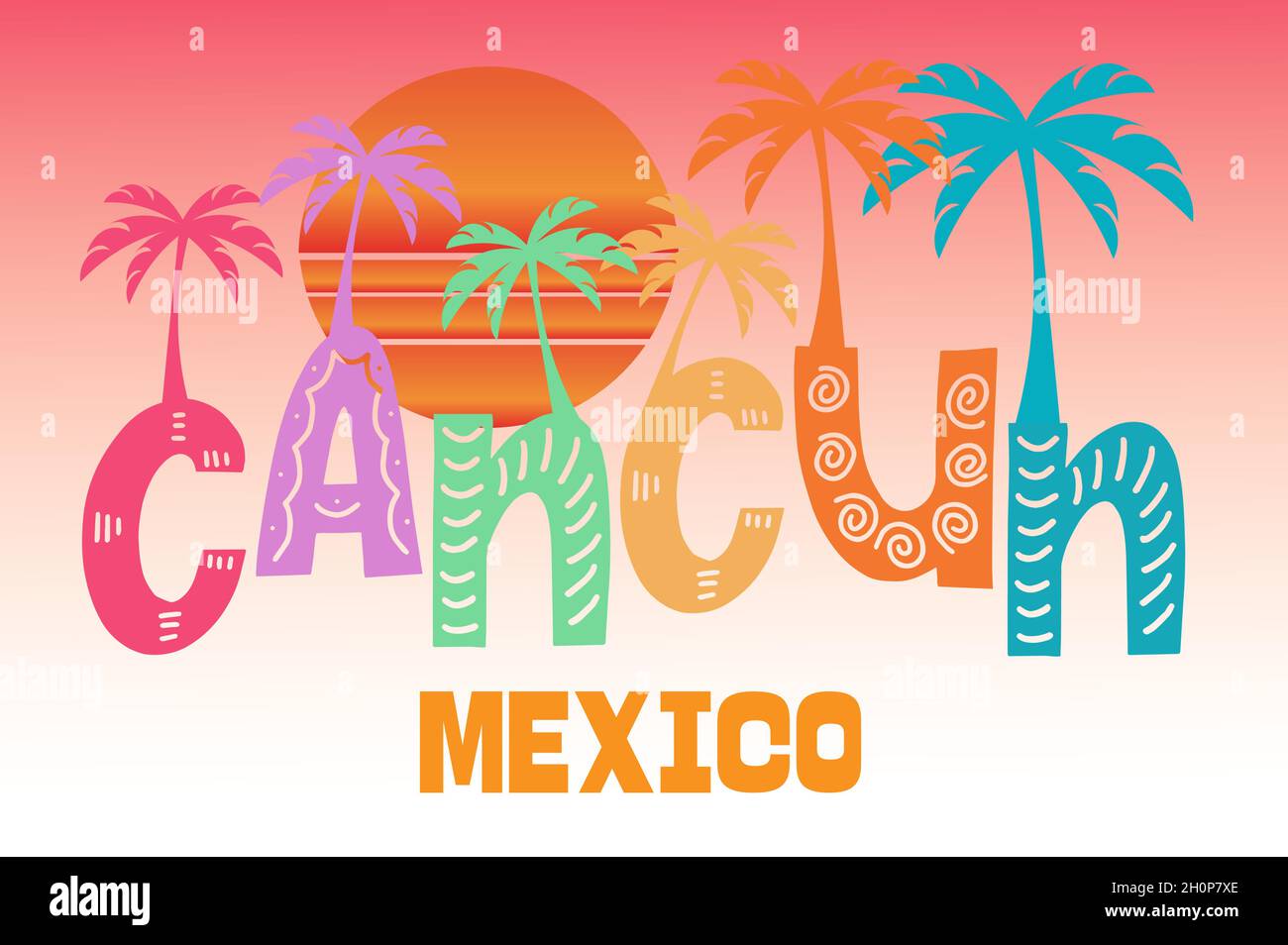 Cancun Mexico Vector Illustration on a white background Stock Vector