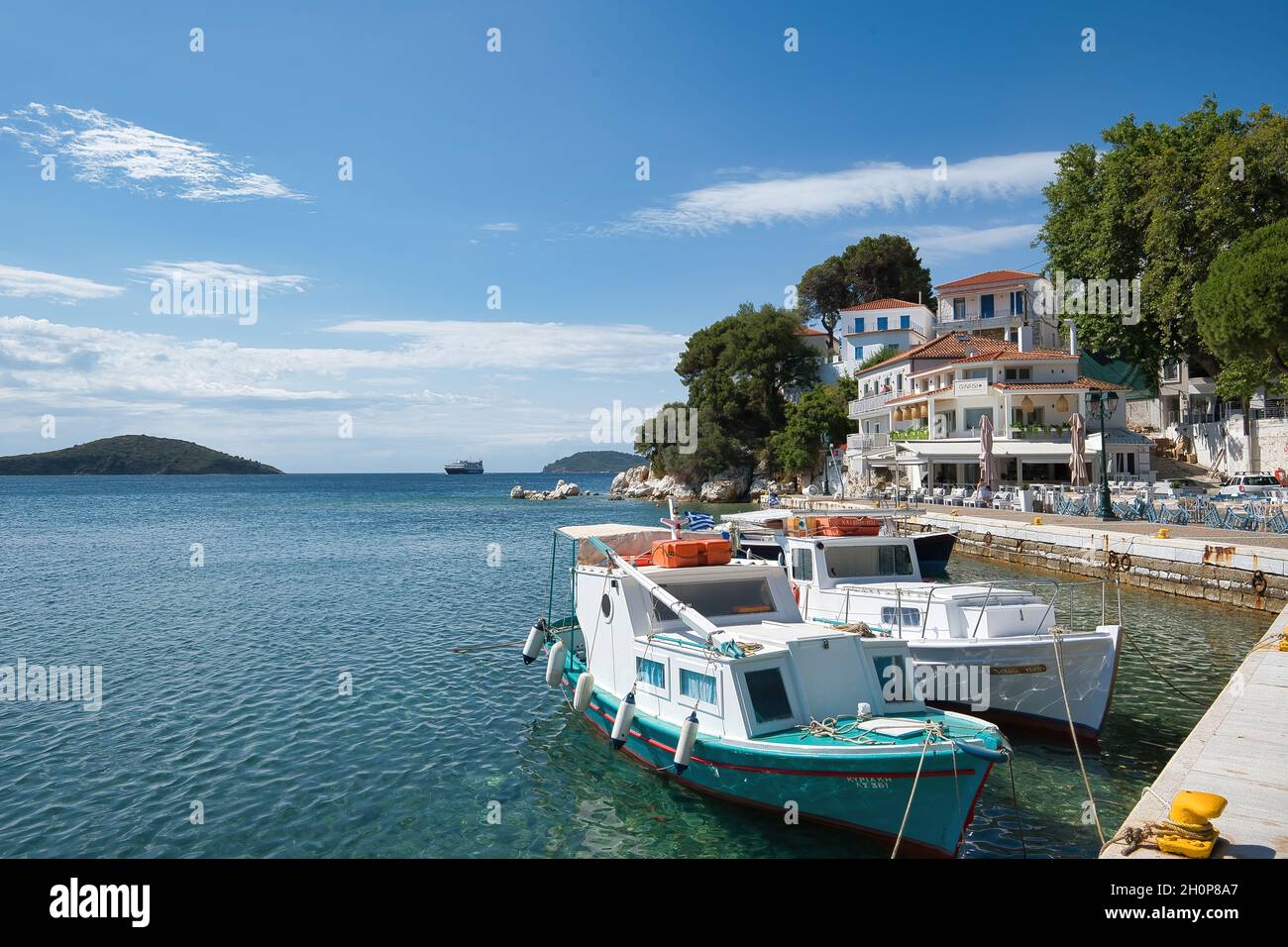 the ultimate summer tourist destination. The old port. Skiathos island, Greece Stock Photo