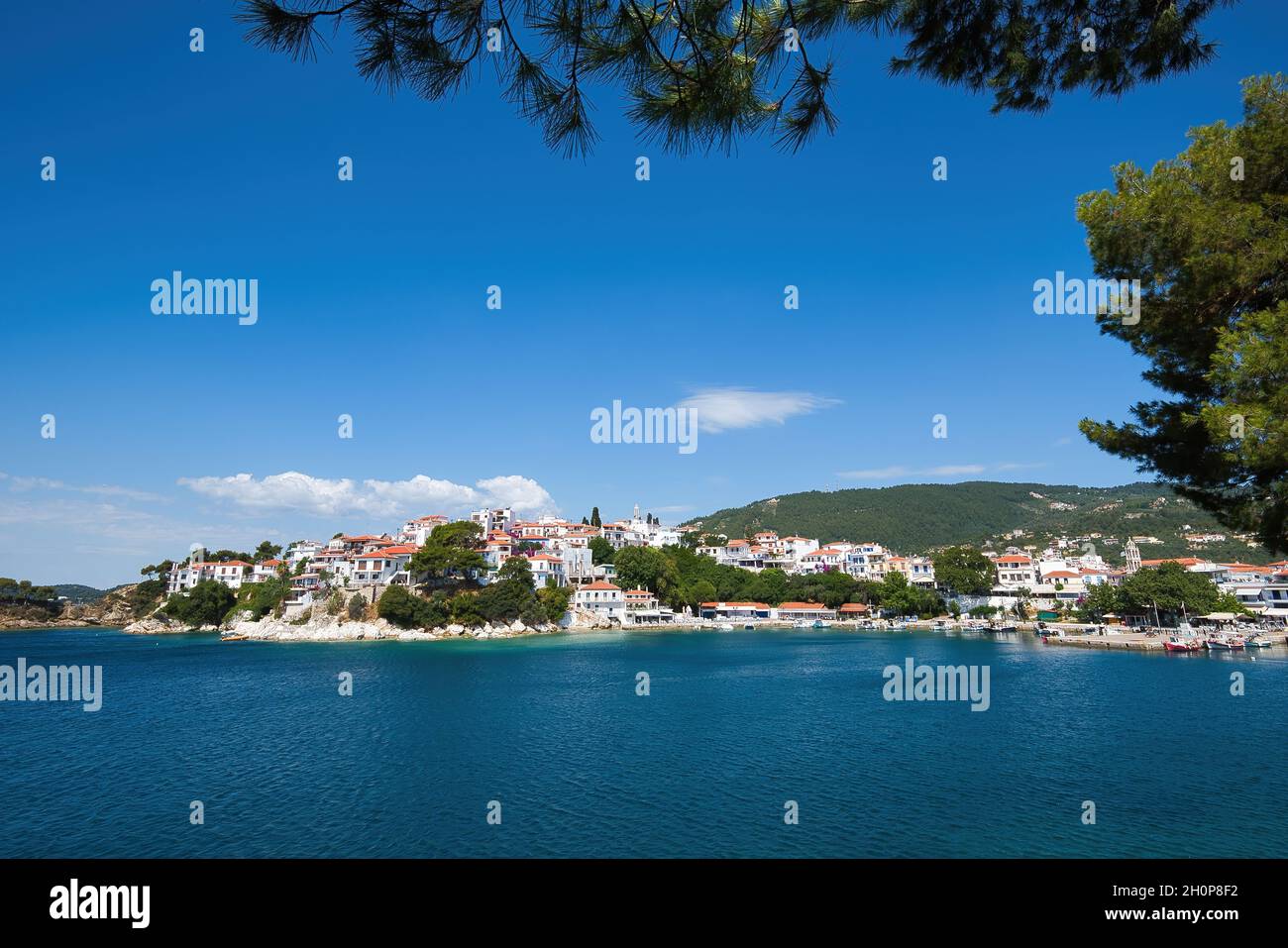 the ultimate summer tourist destination. The old port. Skiathos island, Greece Stock Photo