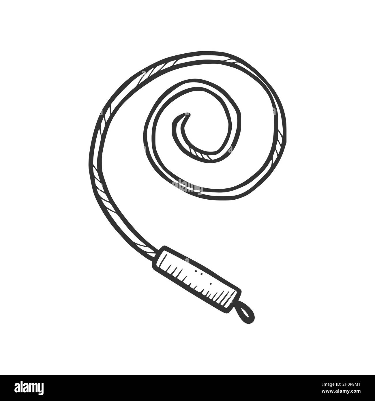 Hand drawn rope lasso element. Comic doodle sketch style. Cowboy