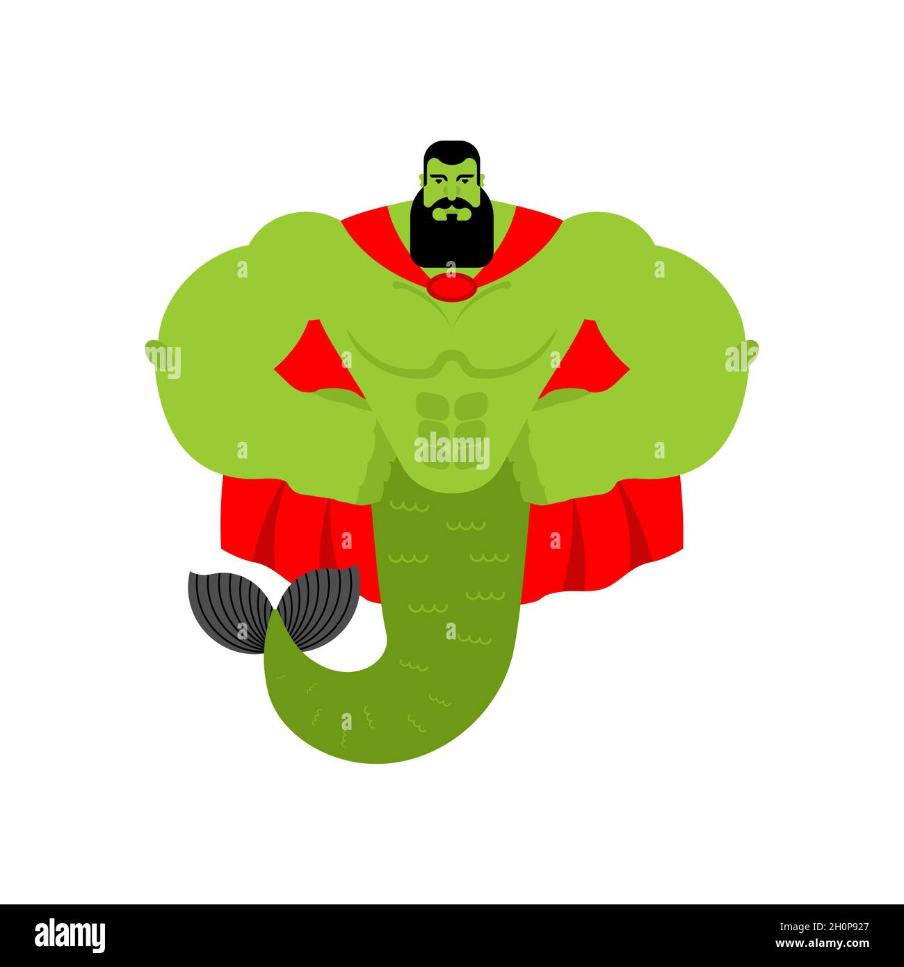 Mermaid man isolated. Brutal underwater dweller. vector illustration ...