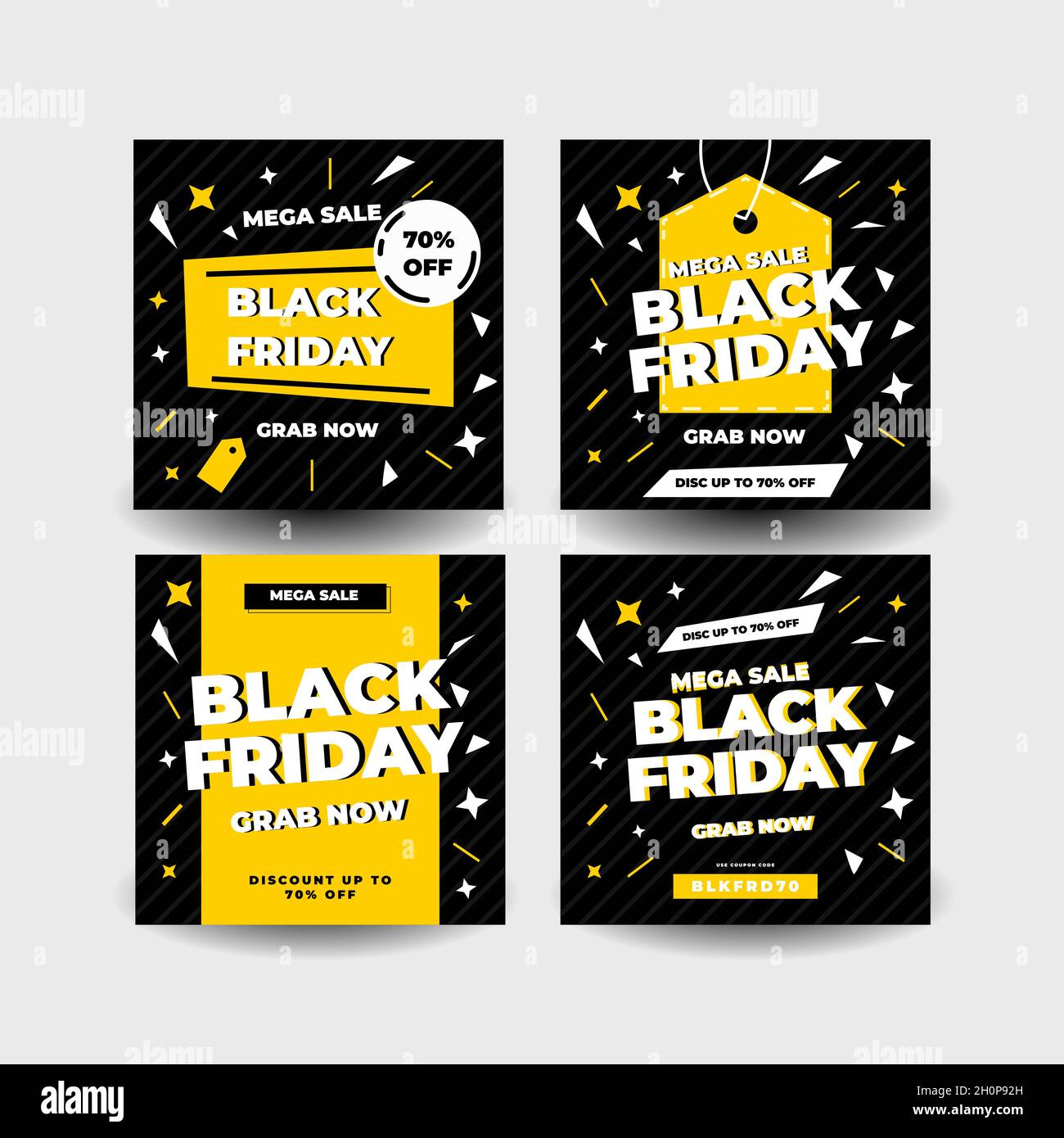 black friday sale instagram post collection flat design Stock Vector ...