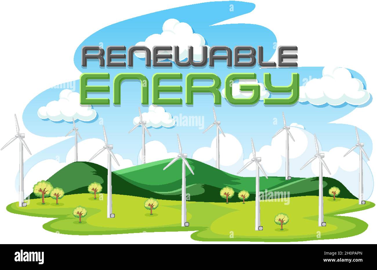 Green energy generated by wind turbine illustration Stock Vector Image