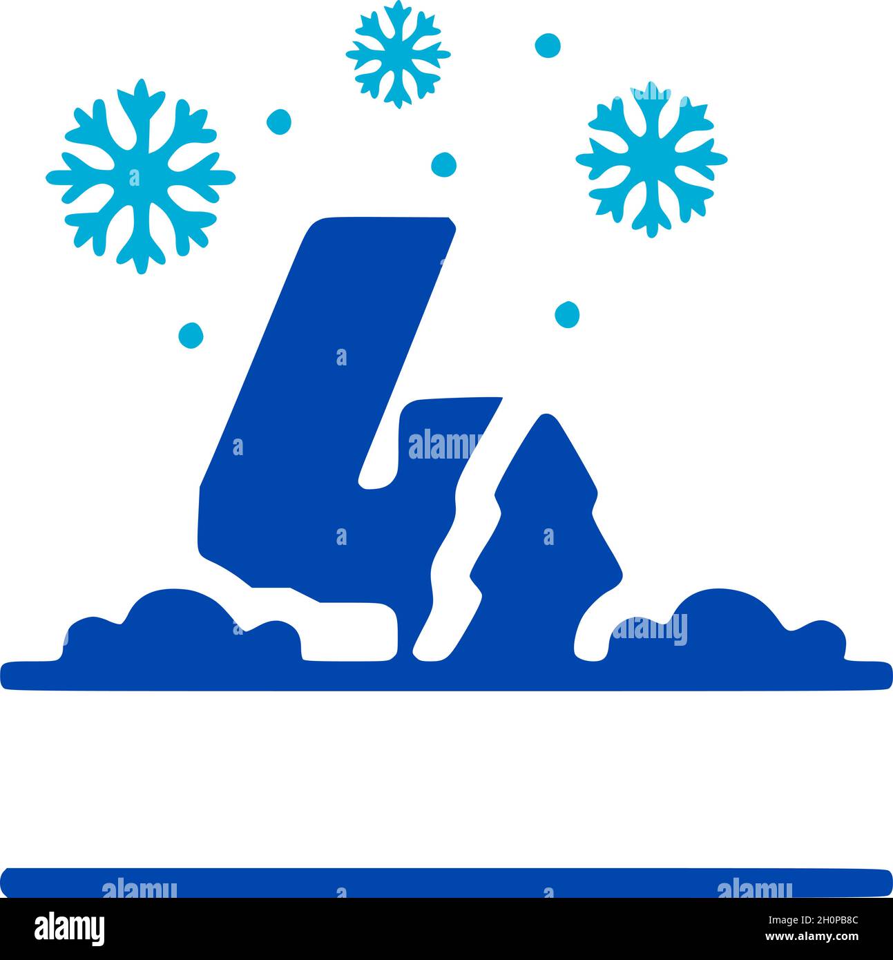 Number 4 and winter composition monogram, vector logo, emblems or ...