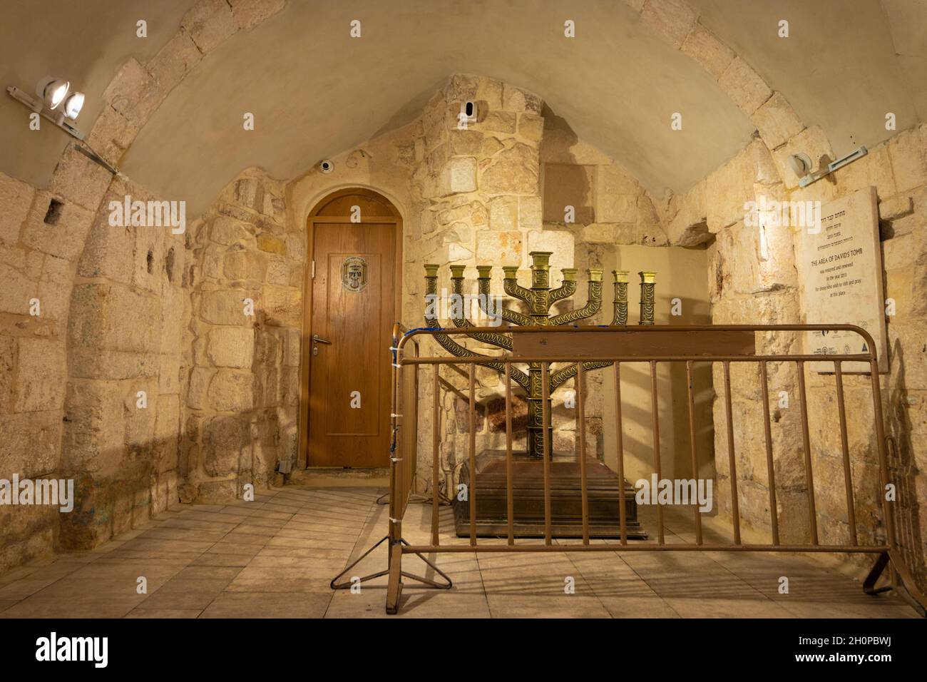 jerusalemisrael, 06072021. The golden lamp inside the synagogue