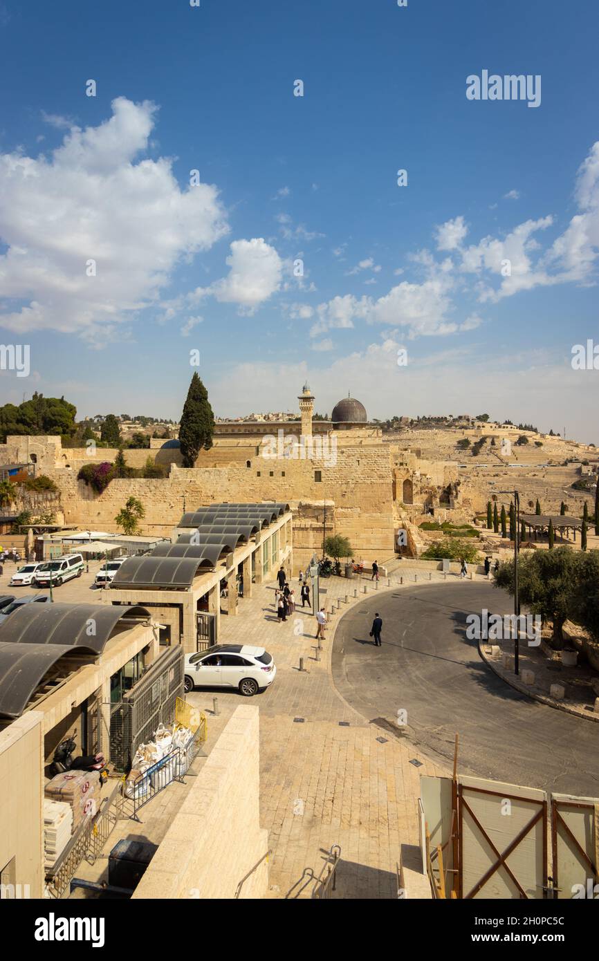 jerusalem-israel. 13-10-2021. View from above of the Western Wall and the Temple Mount and the Al Aqsa Mosque Stock Photo