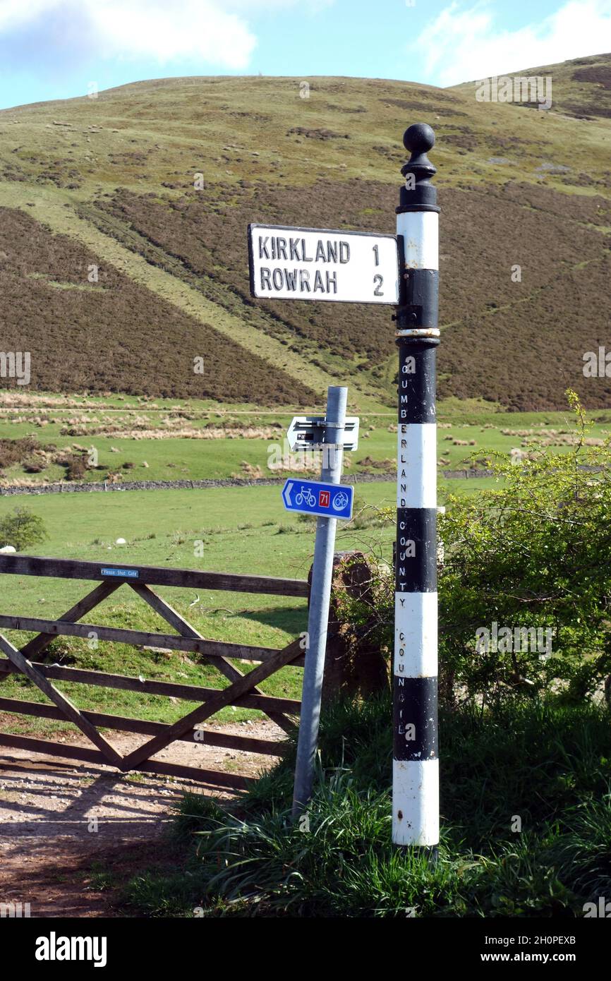 Way Marker Posts Old Iron Roadside Waymarker Post on Cross Rigg for Kirkland & Rowrah ...