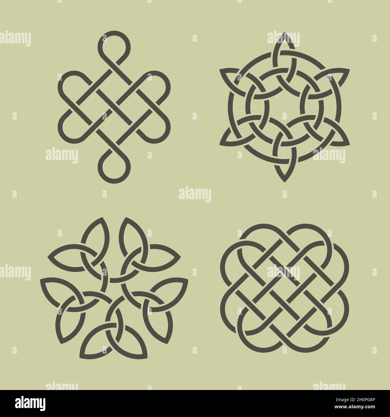 Set of vector celtic knots. Irish medieval spirit symbols Stock Vector