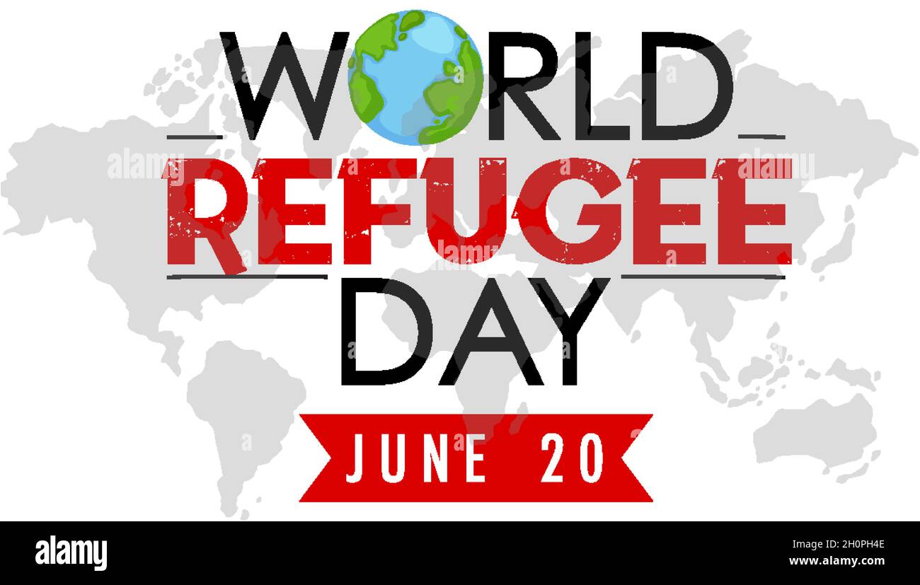 World Refugee Day on June 20 banner with world map background ...
