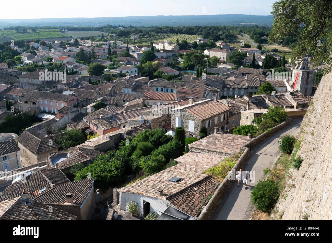 Grignan (south eastern France): overview of the town from the outside of the castle Stock Photo