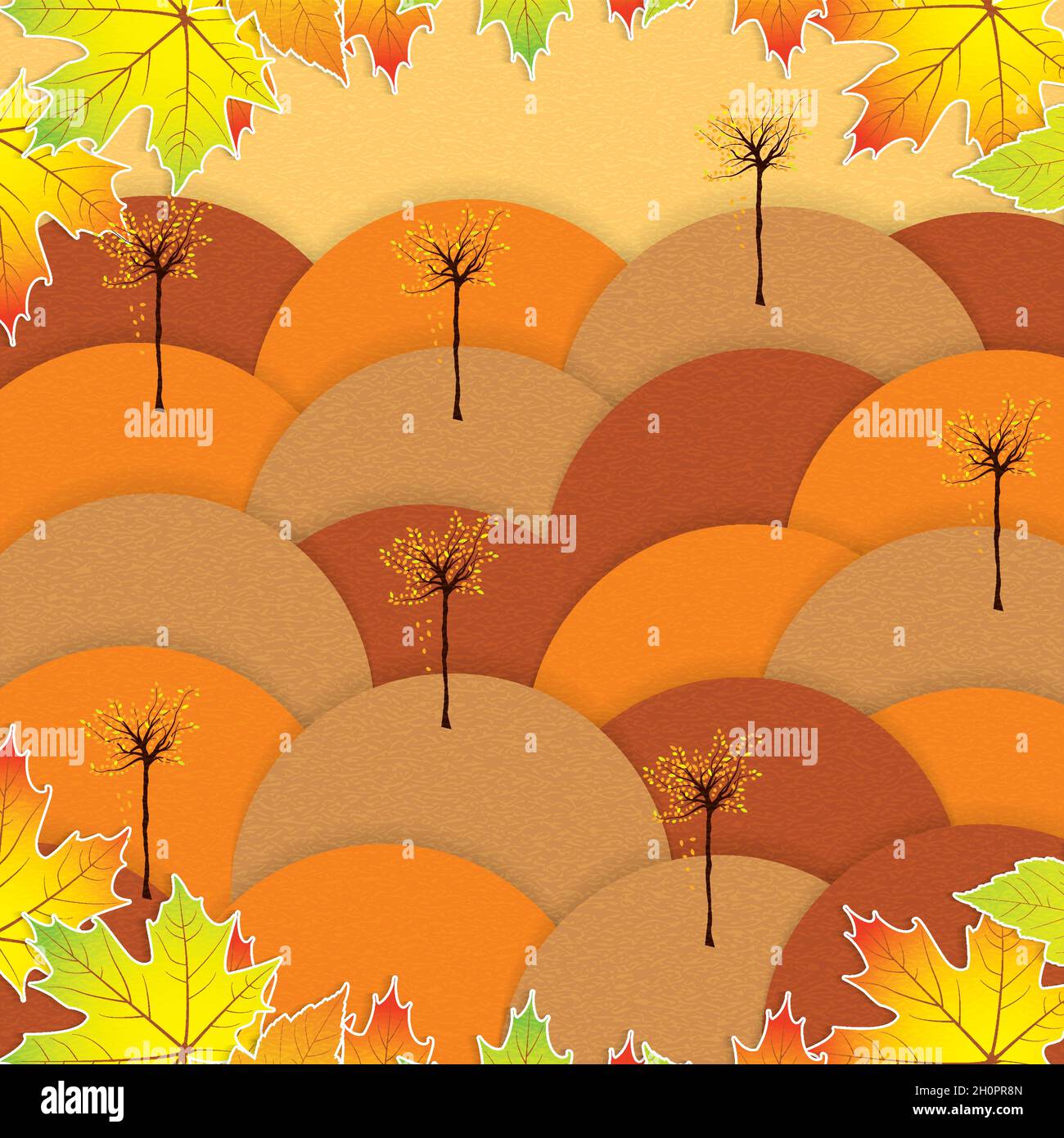 Autumn background with trees and falling leaves Stock Vector Image ...