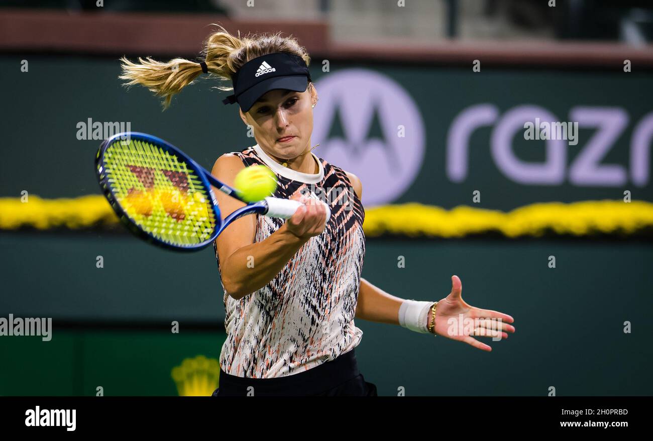 Anna Kalinskaya of Russia in action during the fourth round at the 2021