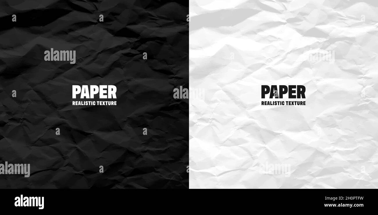 Black and white crumpled paper texture pattern. Rough grunge old blank ...