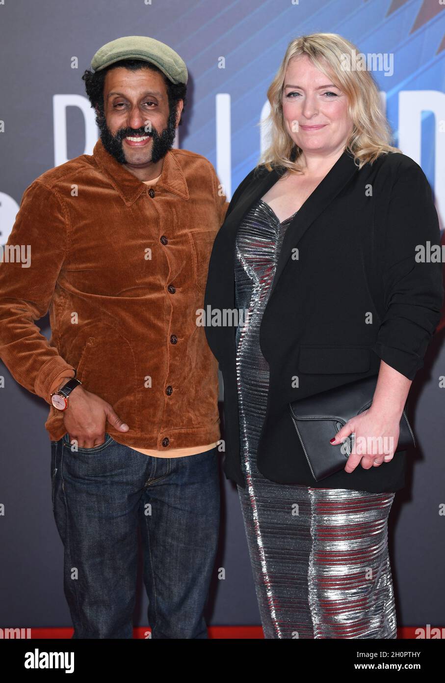 October 13th, 2021. London, UK. Adeel Akhtar and Claire Rushbrook arriving at Ali & Ava Gala