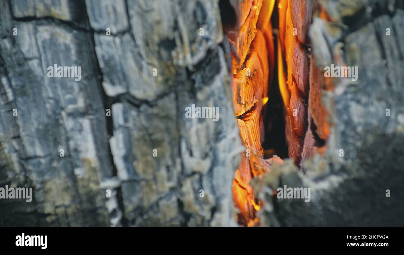 The fire in holes with wood. The bonfire crack in Swedish or fin Stock Photo Alamy