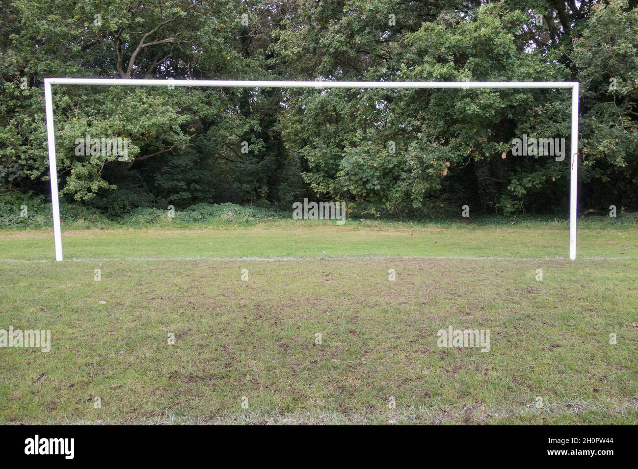 Empty amateur football goalposts on a football pitch in London, England, UK Stock Photo