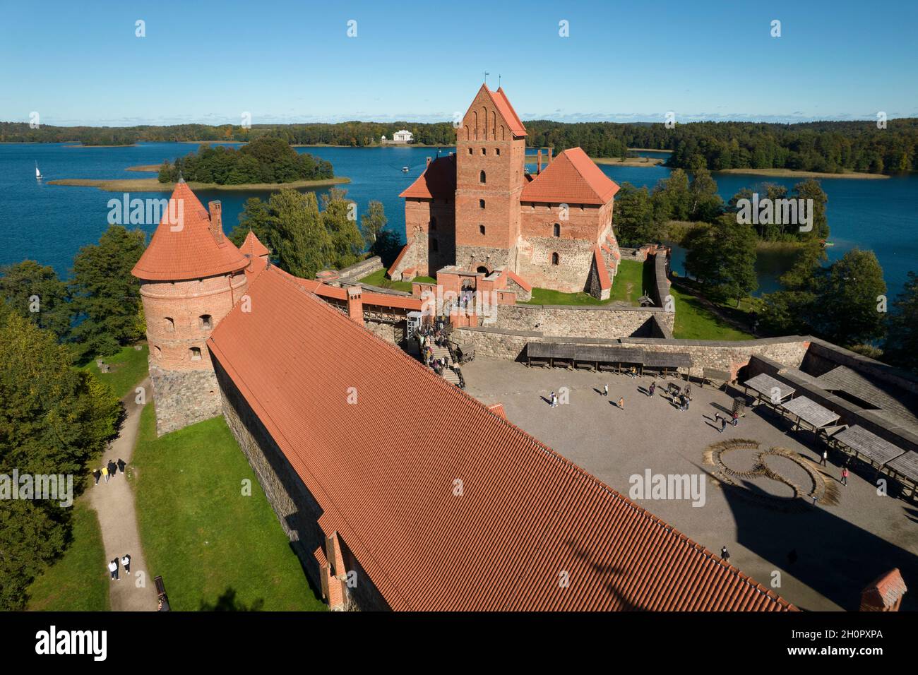 Trakai Castle, Lithuania. Aerial shot. Stock Photo