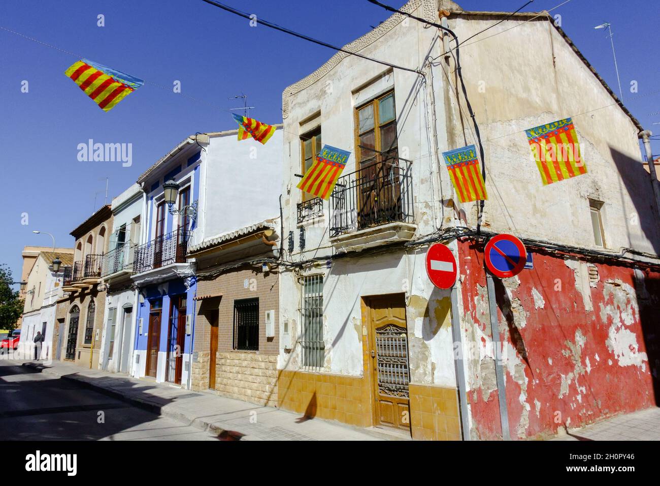 Spain Valencia El Cabanyal district old houses Stock Photo