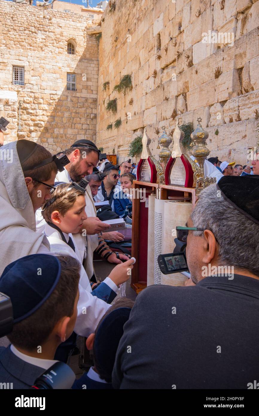Asia, Middle East, Israel, Jerusalem, Bar Mitzvah Ceremony Stock Photo