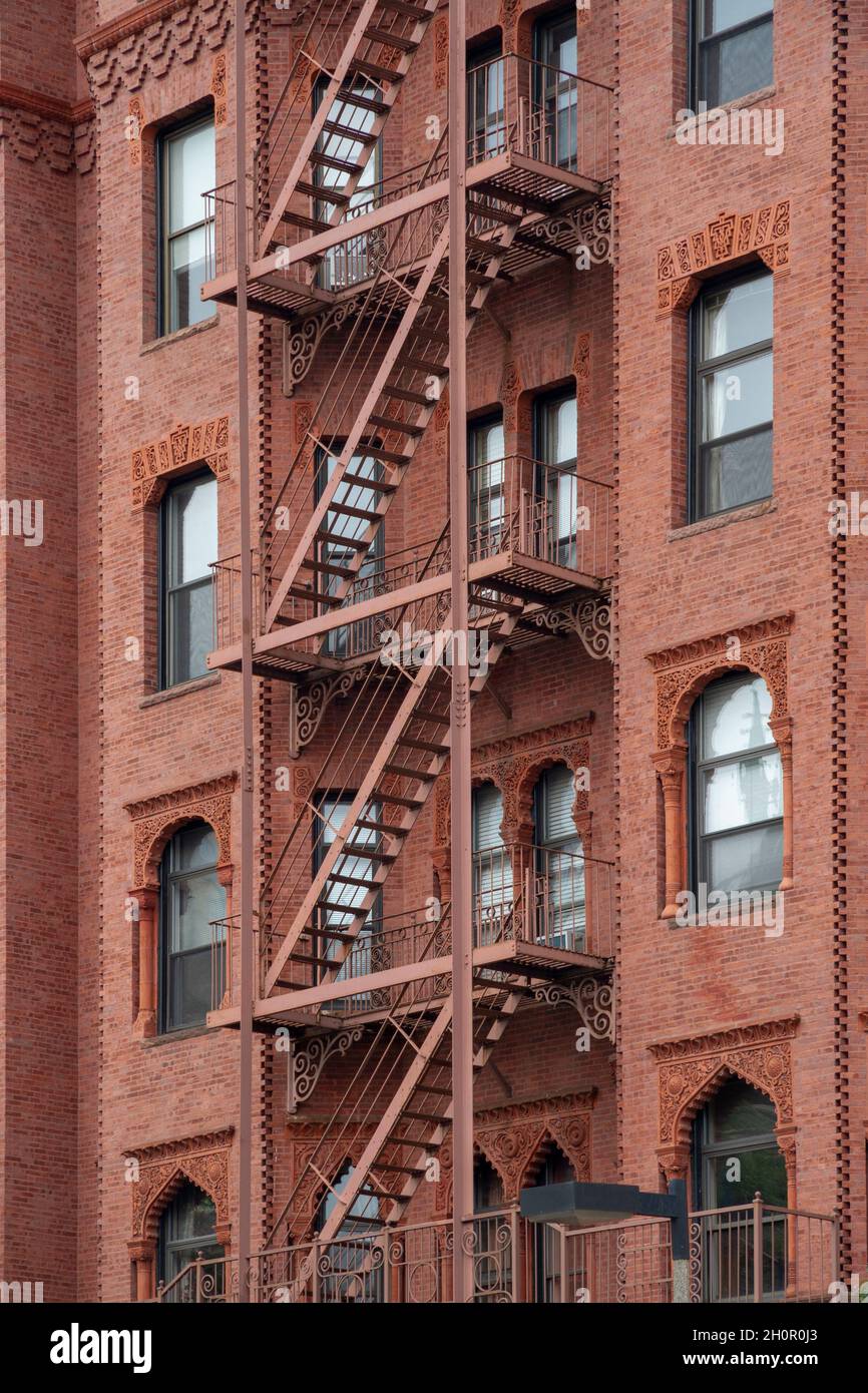 A fire escape of an apartment building in New York city Stock Photo - Alamy
