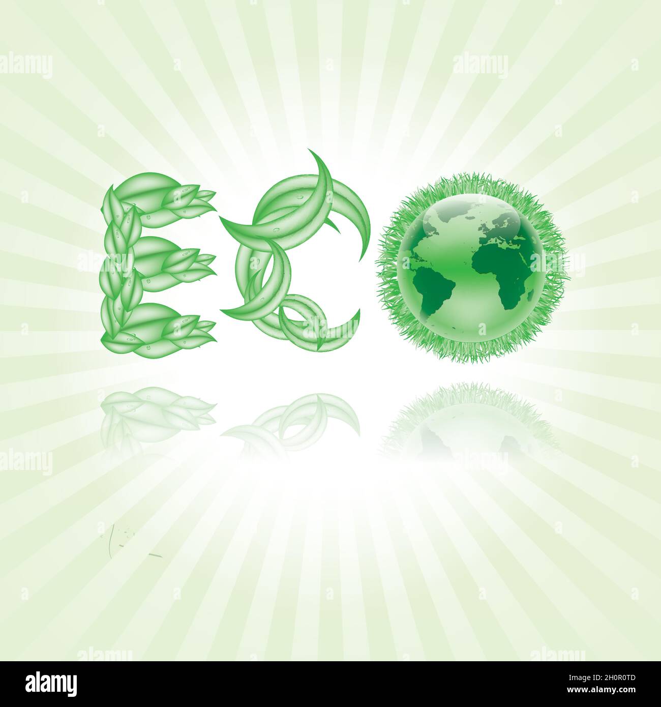 Vector eco earth globe Design with grass Stock Vector
