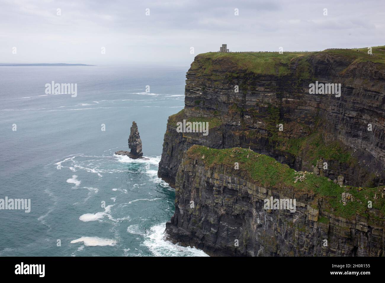 Cliffs of Moher - O Briens Tower castle at sunset in Co. Clare Ireland